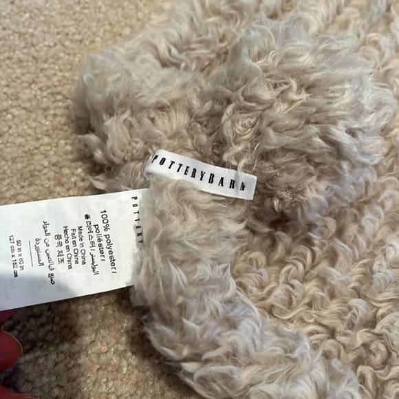 Pottery Barn Sherpa Throw Blanket (Light Khaki) - Picture 3 of 4